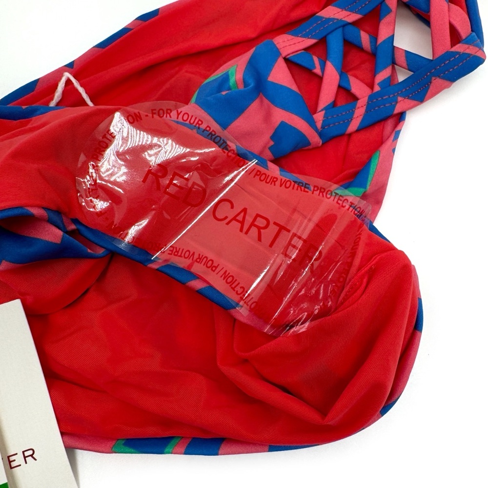 Red Carter Geometric Lattice Hipster Bikini Bottom Size 10 - Picture 7 of 11